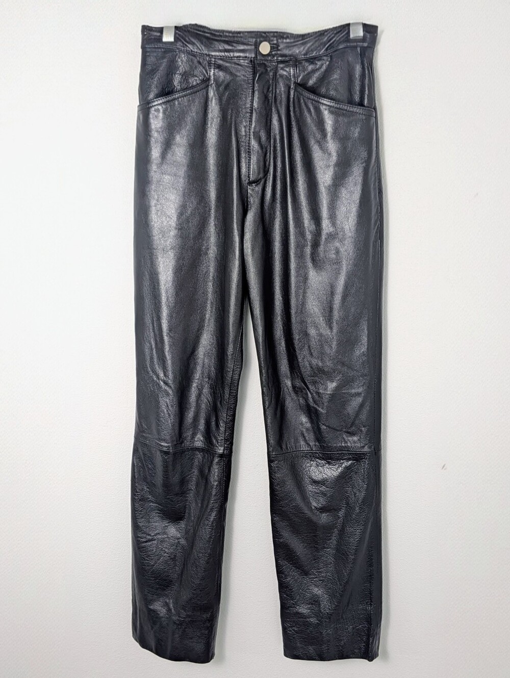 WILSONS women High waisted genuine black Leather Pants lined size 6 vintage euc